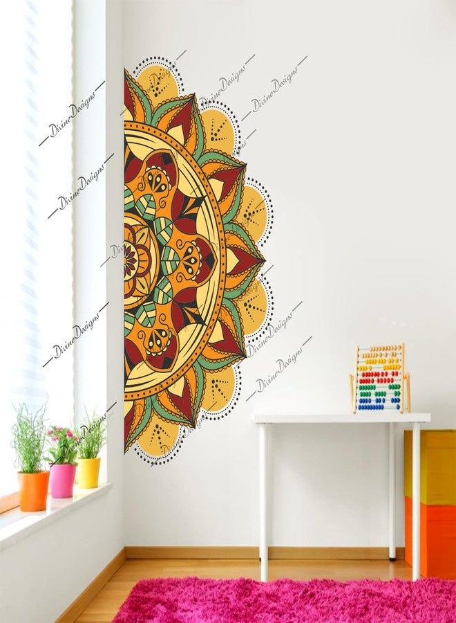 DivineDesigns ملصق ذاتي اللصق بتصميم نصف ماندالا من ديفاين ديزاينز، مزين بالزهور، لتزيين المنزل - Image 2